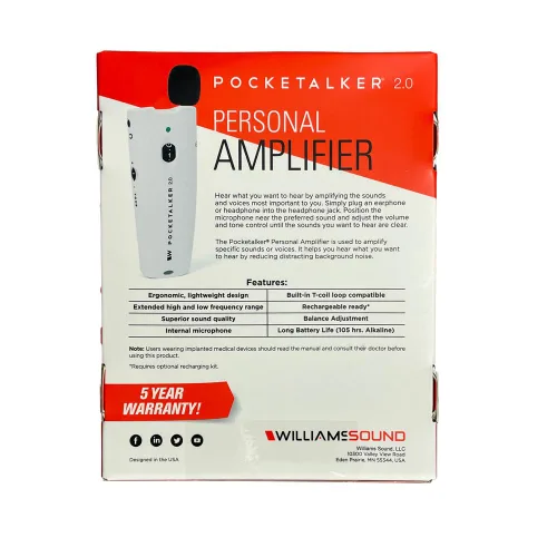 Vista 4 de Williams Sound Pocketalker 2.0 Amplificador auditivo Amplificador auditivo fácil de usar para personas mayores Dispositivo auditivo amplificado