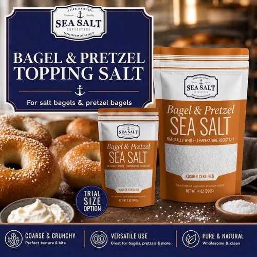 Vista 4 de Sal marina gruesa para pretzels, para pretzels suaves, sal resistente al calor para bagels y pretzels suaves, totalmente natural para hornear, bolsa