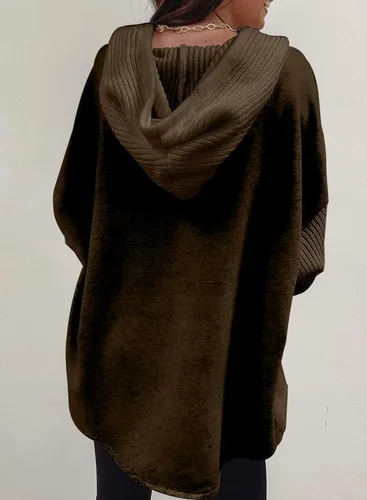Vista 2 de SHEWIN Sudaderas con capucha de gran tamaño para mujer, casual, de manga larga, con cordón y botones, con bolsillo