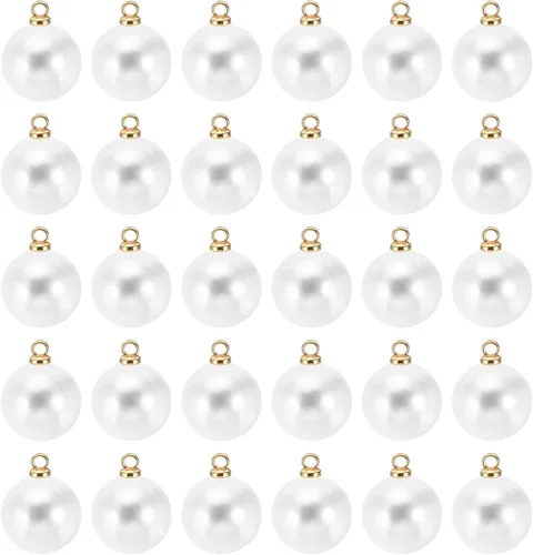 Vista 40 de PATIKIL Abalorio de perlas, 100 cuentas de perlas de imitación de perlas colgantes para bricolaje para hacer joyas, pulseras, aretes, collares Beige