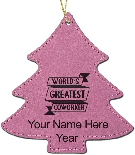 Vista 4 de LaserGram Personalized Christmas Ornament, World's Greatest Coworker, Faux Leather, Custom Laser Engraved Gift Idea (Tree Shape, Black)