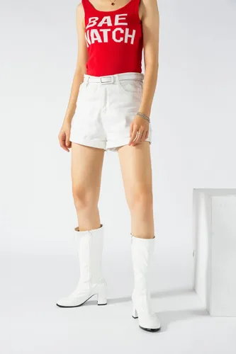 Vista 3 de Botas Go-Go para mujer, a media pantorrilla, de piel sintética, zapatos de baile con cremallera, botas de disfraz