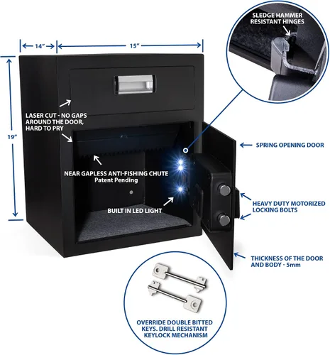 Vista 6 de Viking Security Safe - Paquete seguro de depósito de oficina grande y protección personal