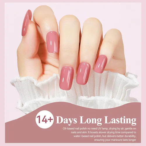 Vista 3 de Esmalte de uñas de secado rápido, color rosa, esmalte de uñas transparente, esmalte de uñas de secado rápido regular, a granel, sin gel, de larga