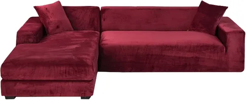 Vista 16 de Fundas de terciopelo para sofá modular, 2 fundas elásticas para sofá en forma de L, antideslizantes, suaves protectores de muebles para sofá Beige