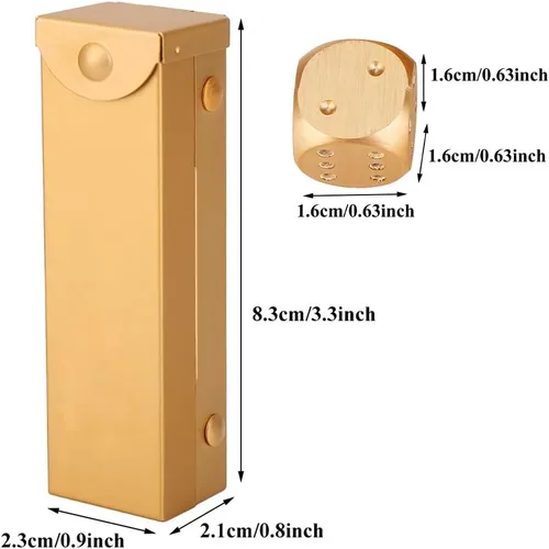 Vista 7 de Tiiyee Dados de aleación de aluminio, juego de 5 dados poliédricos de metal con estuche cuadrado, accesorio portátil de 6 caras, regalo