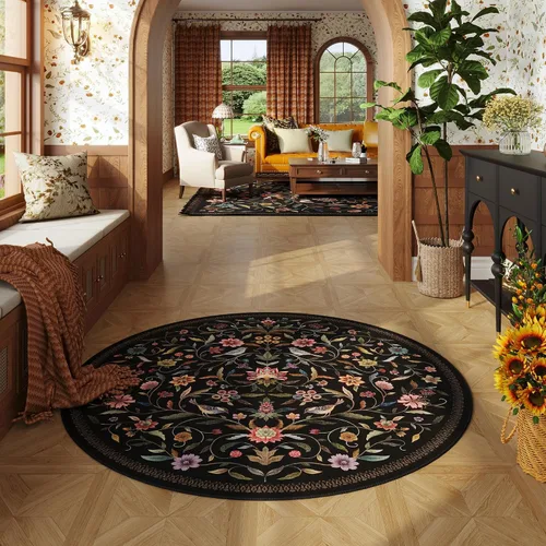 Vista 54 de Alfombra de entrada vintage con medallón floral de 2 x 3 pulgadas, lavable a máquina, alfombra de entrada de pelo bajo, suave, pequeña, alfombra