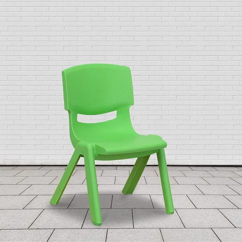 Vista 45 de Flash Furniture - Silla escolar apilable de plástico azul con altura de asiento de 10 1/2 pulgadas Construcción duradera, uso comercial