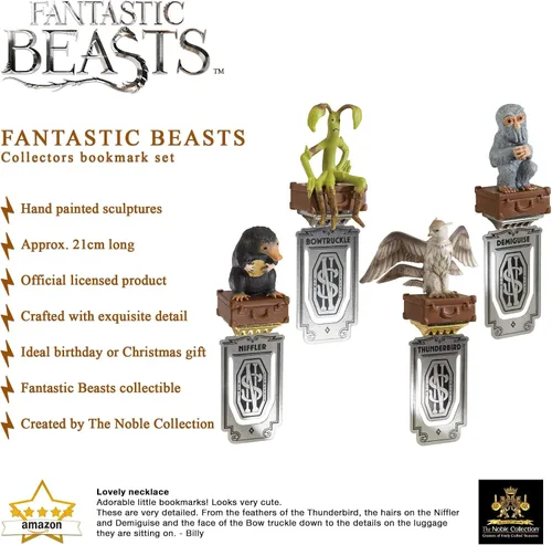 Vista 3 de The Noble Collection Fantastic Beasts - Juego de 4 marcadores detallados de 3 pulgadas (3.1 in), con licencia oficial de Harry Potter, regalos