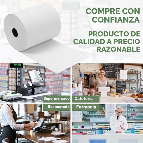 Vista 2 de Papel de impresora térmica de recibos POS de grado A de 3 1/8 pulgadas x 230 pies (32 rollos/caja)