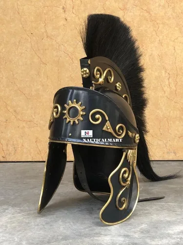 Vista 3 de NauticalMart Casco grecorromano con escudo negro de armadura medieval casco disfraz de Halloween
