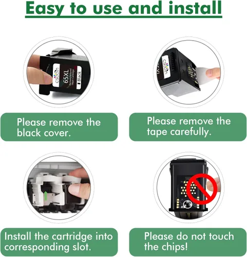 Vista 6 de Cartuchos de tinta de impresora remanufacturados para HP Ink 65 XL, cartucho de inyección de tinta negro para HP Envy 5052 5055 5010 5012 5020 5030