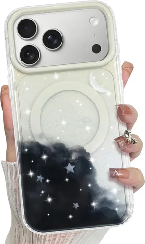 Vista 27 de Bonoma Funda magnética para iPhone 13 【Soporte para Magsafe】Protector de cámara de lujo de cristal fluorescente iridiscente con láser brillante + 2