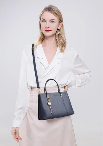 Vista 2 de FOXLOVER Bolsos de mano para mujer, bolsos con asa superior, bolsos de hombro de lujo con colgante en forma de corazón Genuine Leather