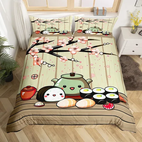 Vista 14 de Erosebridal Funda de edredón lavanda para niños, niñas, adultos, mujeres, funda de edredón de árboles verdes, tamaño individual, juego de ropa