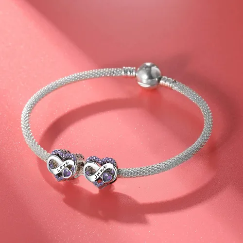 Vista 2 de Abalorio de piedra natal de noviembre de plata de ley 925 para pulsera, collar, día de la madre (junio), Plata esterlina