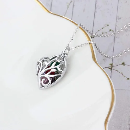 Vista 5 de Lam Hub Fong - Collar personalizado de plata ley con colgante de piedra natal simulada para mujeres, madres hijas y relaciones promesa collar