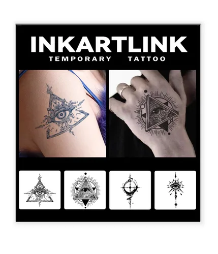 Vista 8 de INKARTLINK Tattoo Tech, 4 hojas de tatuaje semipermanente, tatuajes temporales de diseño artístico para adultos, dura 1-2 semanas, impermeable