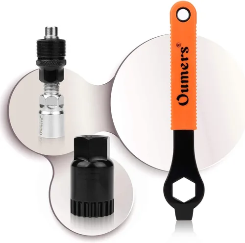 Vista 2 de Oumers Extractor de manivela de bicicleta y removedor de soporte inferior con llave de 0.630 in, herramienta de extracción de bicicletas