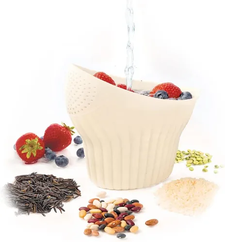 Vista 2 de Talisman Designs Enjuague y tensión 2 en 1 Capacidad para hasta 2 tazas Colador de alimentos Cesta de lavado de frutas Colador y colador