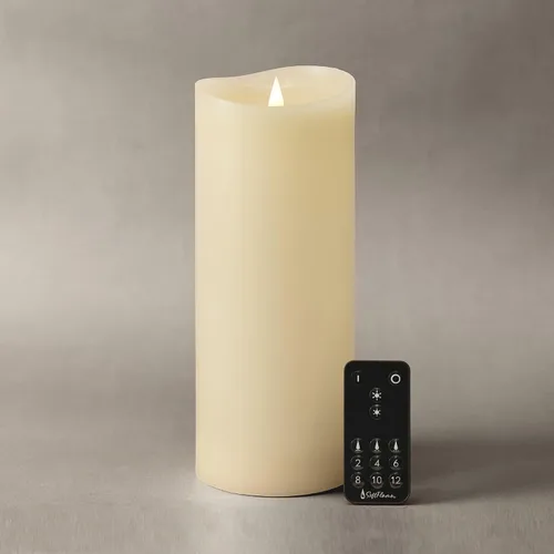 Vista 14 de Juego de velas sin llama Softflame - 5,7 cm x 10,7 cm, blanco, set de 2 - Vela de pilar con llama parpadeante y en movimiento, incluye control
