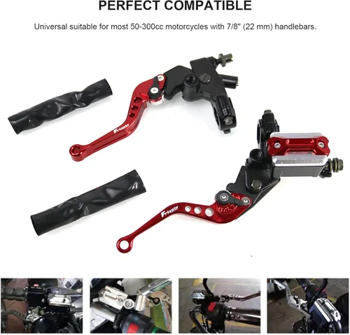 Vista 3 de Sporacingrts - 1 par de palancas de freno y embrague de manubrio de motocicleta de 7/8 pulgadas (2.22 cm) con cilindro maestro y depósito