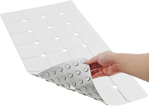 Vista 10 de Tapete de bañera antideslizante de silicona plegable de 15 x 28 pulgadas con ventosas fuertes y grandes agujeros de drenaje, duradero y ecológico
