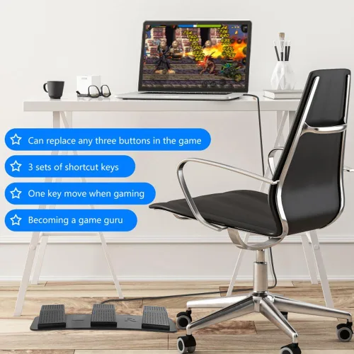 Vista 4 de Pedal de pie PC Interruptor de pie Triple Teclado programable Tecla de acceso rápido modificada para requisitos particulares Videojuego Oficina