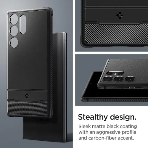 Vista 5 de Spigen Rugged Armor - Funda diseñada para Galaxy S23 Ultra (2023) [protección de grado militar], color negro mate