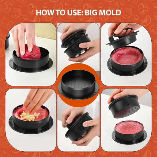 Vista 4 de Pisol Hamburguesa Burger Press Patty Maker Slider con 100 piezas de papel