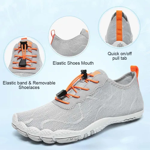 Vista 4 de HIITAVE - Zapatos acuáticos y con sensación de pies descalzos para hombre, calcetines acuáticos de secado rápido para deportes al aire libre