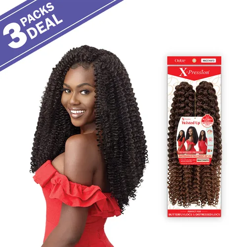 Vista 2 de XPRESSION X-Pression - Trenzas de ganchillo Outre Twisted Up Water Wave Fro Twist de 22 pulgadas, 2X (paquete de 3, 4)