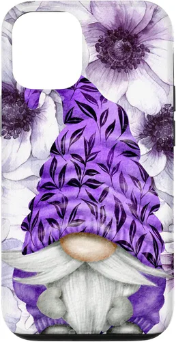 Vista 28 de Unique Purple Gnome with Lilac Anemones Floral Aesthetic Case for iPhone 17