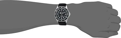 Vista 17 de Peugeot Reloj deportivo con bisel para hombre con correa de muñeca de lona negra