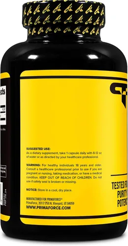 Vista 3 de Primaforce Cápsulas de L-tirosina 180 cápsulas, 500 mg por porción