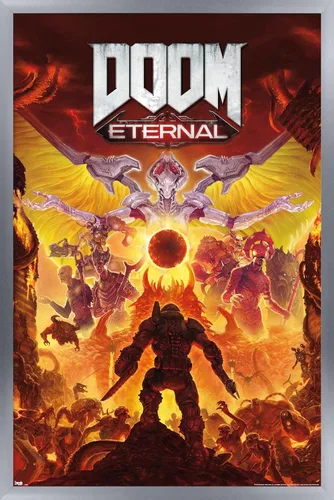 Vista 11 de Trends International Doom Eternal Maykr - Póster de pared, 22.4 pulgadas de largo x 14.7 pulgadas, versión enmarcada en madera de granero