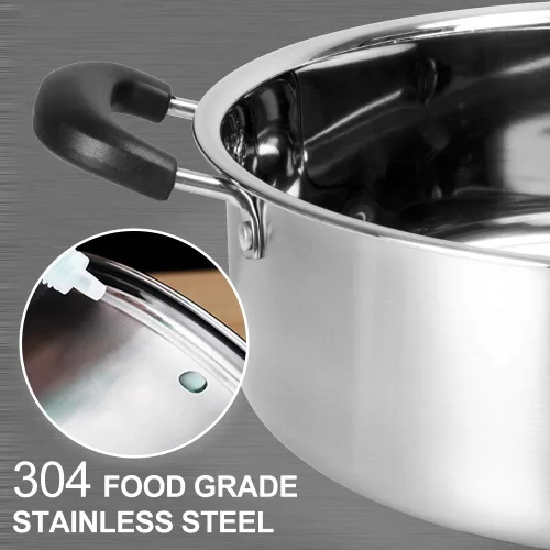 Vista 6 de Olla Caliente Shabu de Acero Inoxidable, Olla China de Inducción Shabu con Divisor para Cocina de Gas