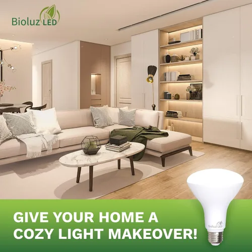 Vista 4 de Bioluz LED Paquete de 4 Bombillas LED BR30 Luces de Inundación para Interiores 90+ CRI Equivalente a 65W usa 7.5W 2700K Blanco Cálido 650 Lúmenes