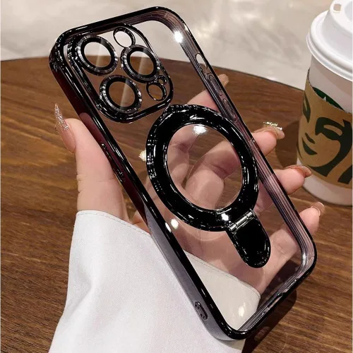 Vista 2 de Funda magnética para iPhone 14 Pro con soporte para anillo compatible con MagSafe, protector de lente de cámara incorporado, funda a prueba