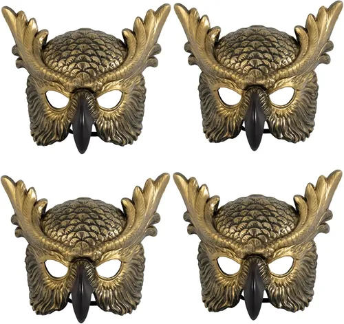 Vista 9 de whitefeather Máscara decorativa de búho, media cara, accesorio de disfraz de Halloween
