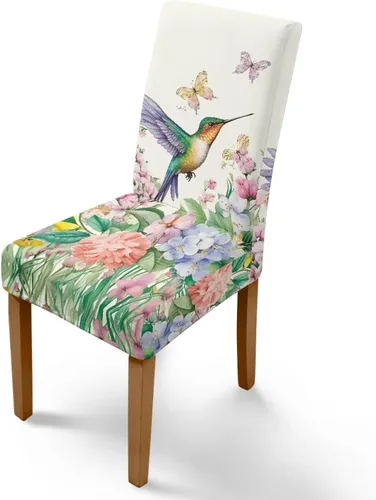 Vista 38 de Rnyleeg Juego de 1 fundas de asiento de comedor con estampado de flores azules para sillas de comedor, fundas protectoras suaves y lavables