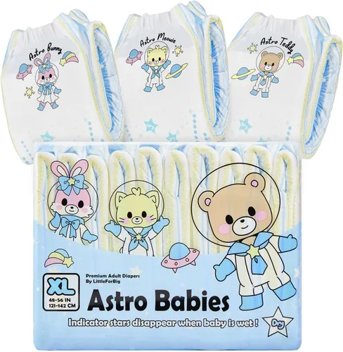 Vista 8 de Littleforbig Pañales impresos para adultos, 10 piezas, Astro Babies (M 28-38 pulgadas)