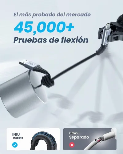 Vista 9 de INIU Cable USB a C de carga rápida, [5 paquetes, 1.6 pies + 3.3 pies x 2 + 6.6 pies x 2] 3.1 A cables tipo C, cables de carga de teléfono USB-C