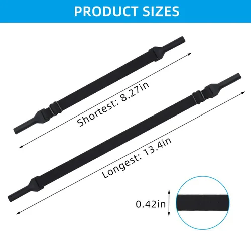 Vista 6 de TKYPZY 4 correas para gafas deportivas, lentes de sol, soporte ajustable para lentes para hombres y mujeres (negro), Negro -, Mediana