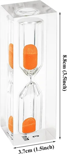 Vista 2 de Reloj de arena con temporizador de arena de cristal de 3 minutos, temporizador de cepillo de dientes, reloj de arena, reloj de arena, adorno