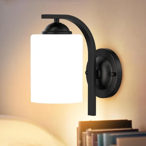 Vista 15 de Juego de 2 apliques de pared, lámparas de baño cableadas, iluminación de pared moderna para tocador de baño con pantalla de vidrio transparente