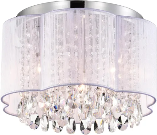 Vista 12 de Lámpara de techo de cristal morado, montaje semiempotrado E12 de 3 luces, pantalla de cadena de algodón hecha a mano, elegante y moderna lámpara