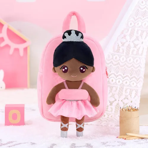 Vista 4 de Gloveleya Mochila para niñas pequeñas con muñeca de bailarina suave rosa a partir de 2 años