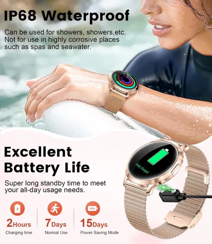 Vista 7 de DREMAC Smart Watch(Make Call/Thin),1.32'' Amoled Curved Display for Android iPhone,Smart Watches for Women with Heart Rate Monitor,Sleep