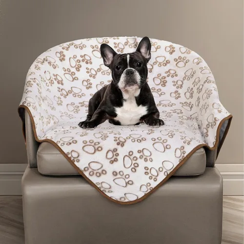 Vista 21 de Stuffed Manta Premium Suave para Perro Pequeña Beige, con Franela Beige Lindo Estampado de Huellas, 24 x 32 pulgadas, Manta para Gatos Suministros